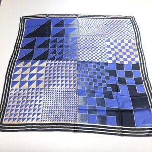 Jaeger London 100% Silk Italy Graphic Rectangular Scarf 33x33 Blue MINT HRJ